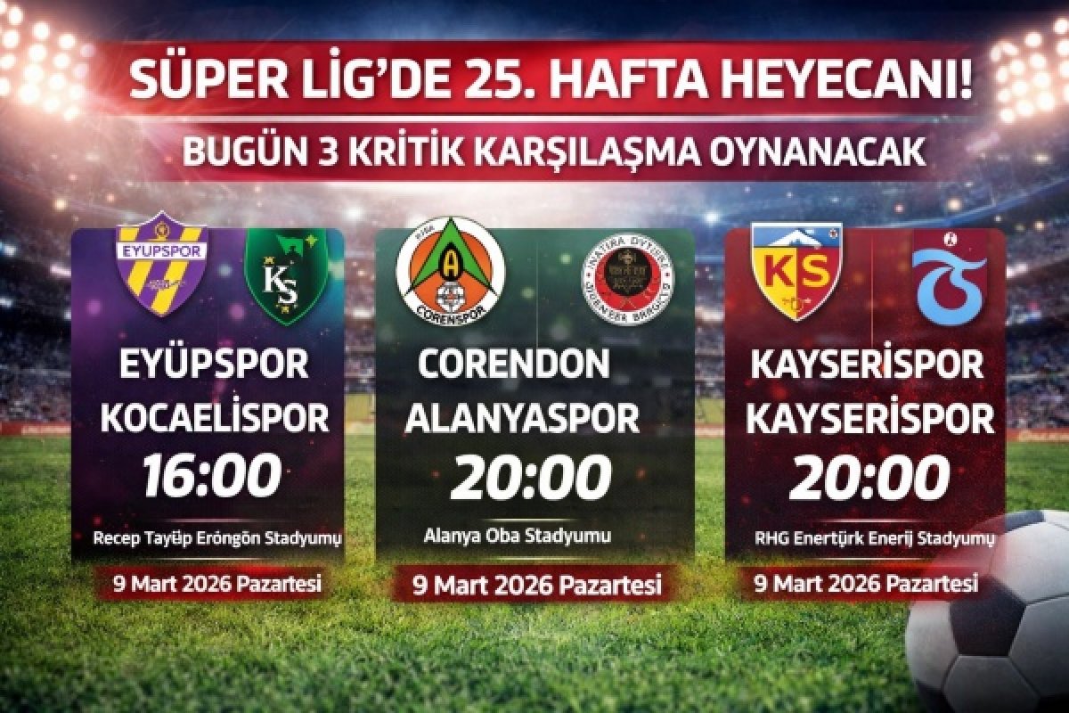 Süper Lig’de 25. Hafta Heyecanı: Bugün 3 Kritik Karşılaşma Oynanacak