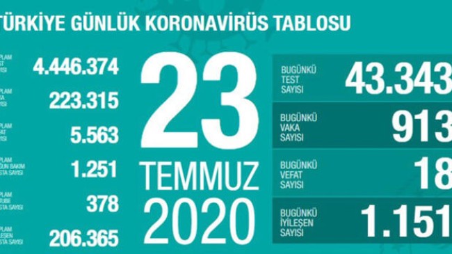 Türkiyede Bugüne Kadar 4,446,374 Covid-19 testi Yapıldı